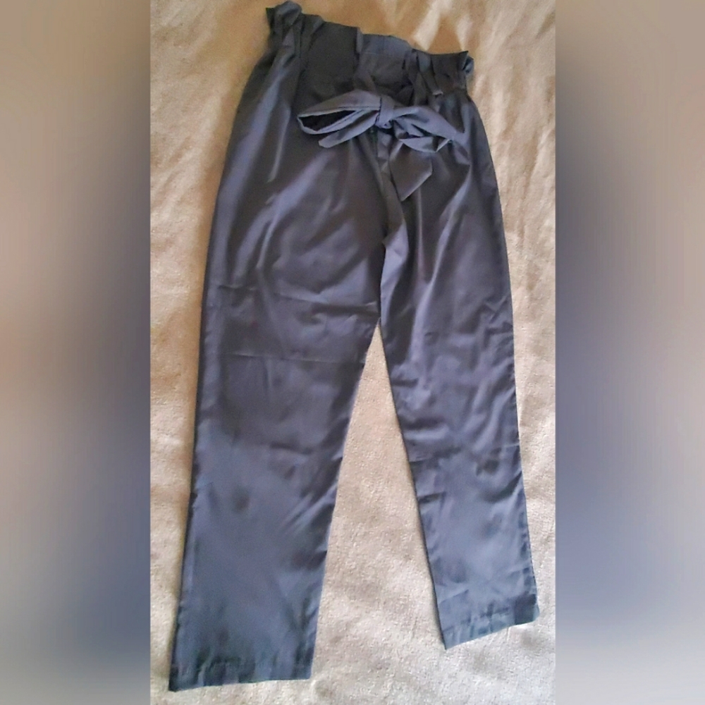 Gray Fitted Pants Adjustable Waist